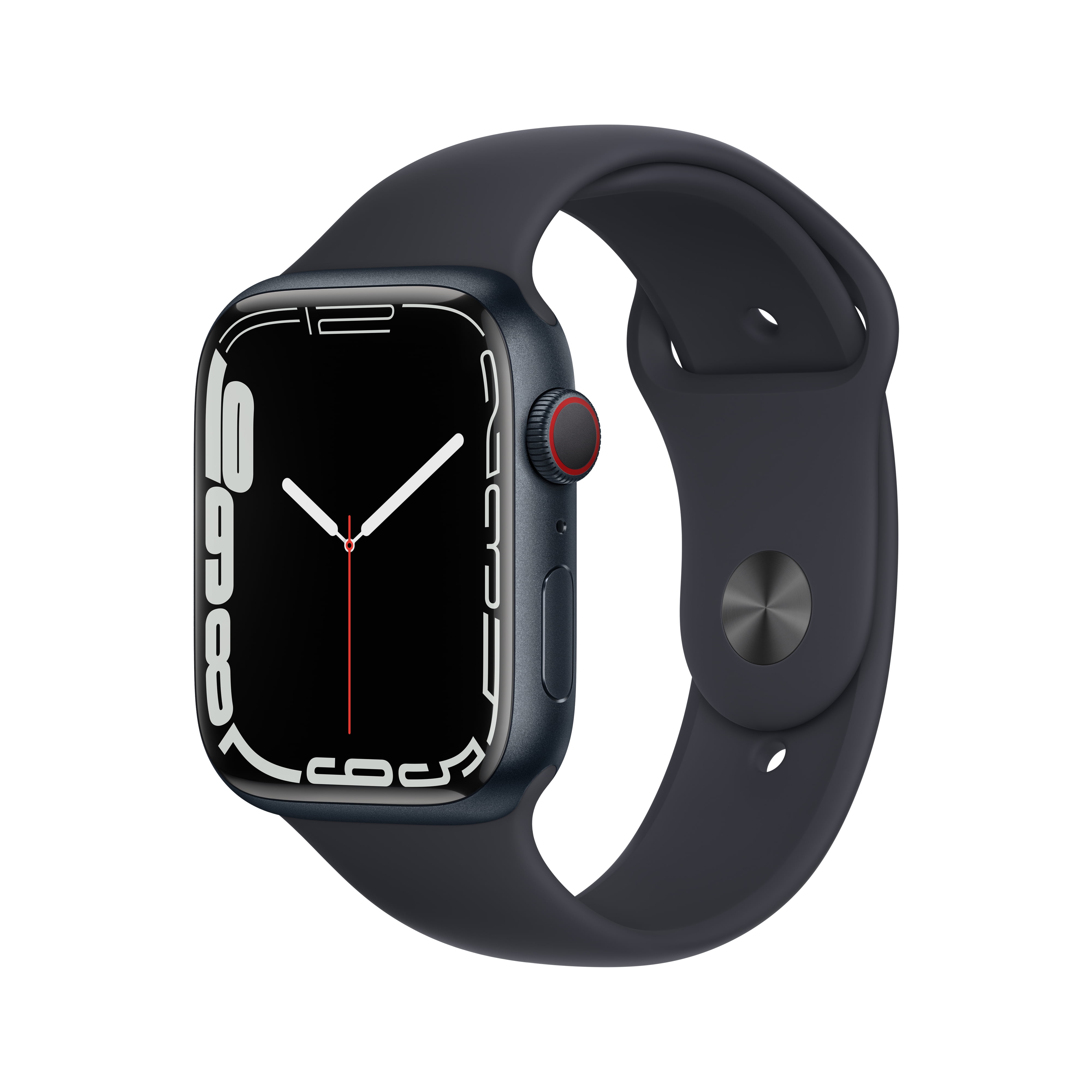 Apple Watch Series 7 GPS + Cellular, 45mm Midnight Aluminum Case with  Midnight Sport Band - Regular