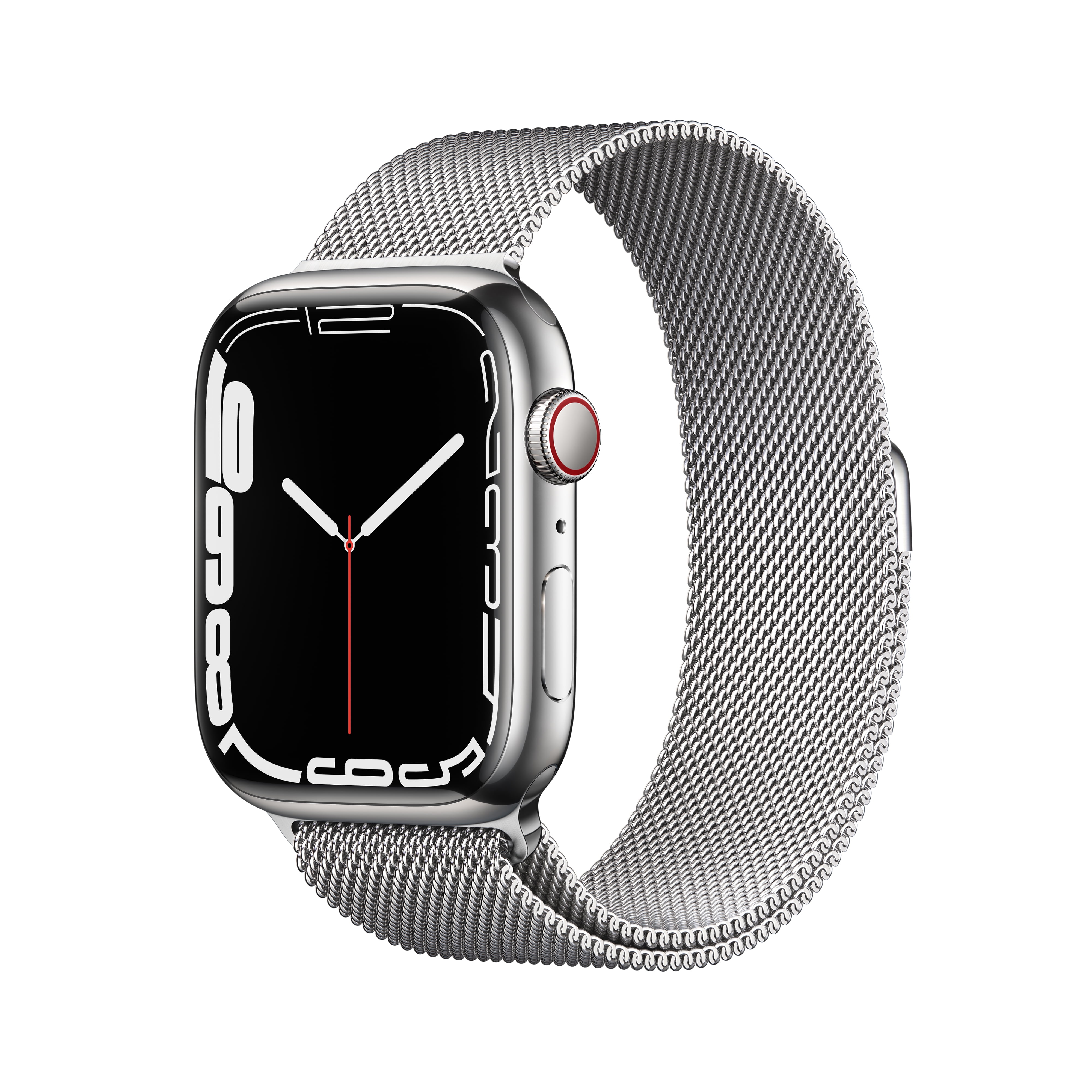 Apple Watch Series 7 GPS + Cellular, 45mm Silver Stainless Steel Case with  Silver Milanese Loop
