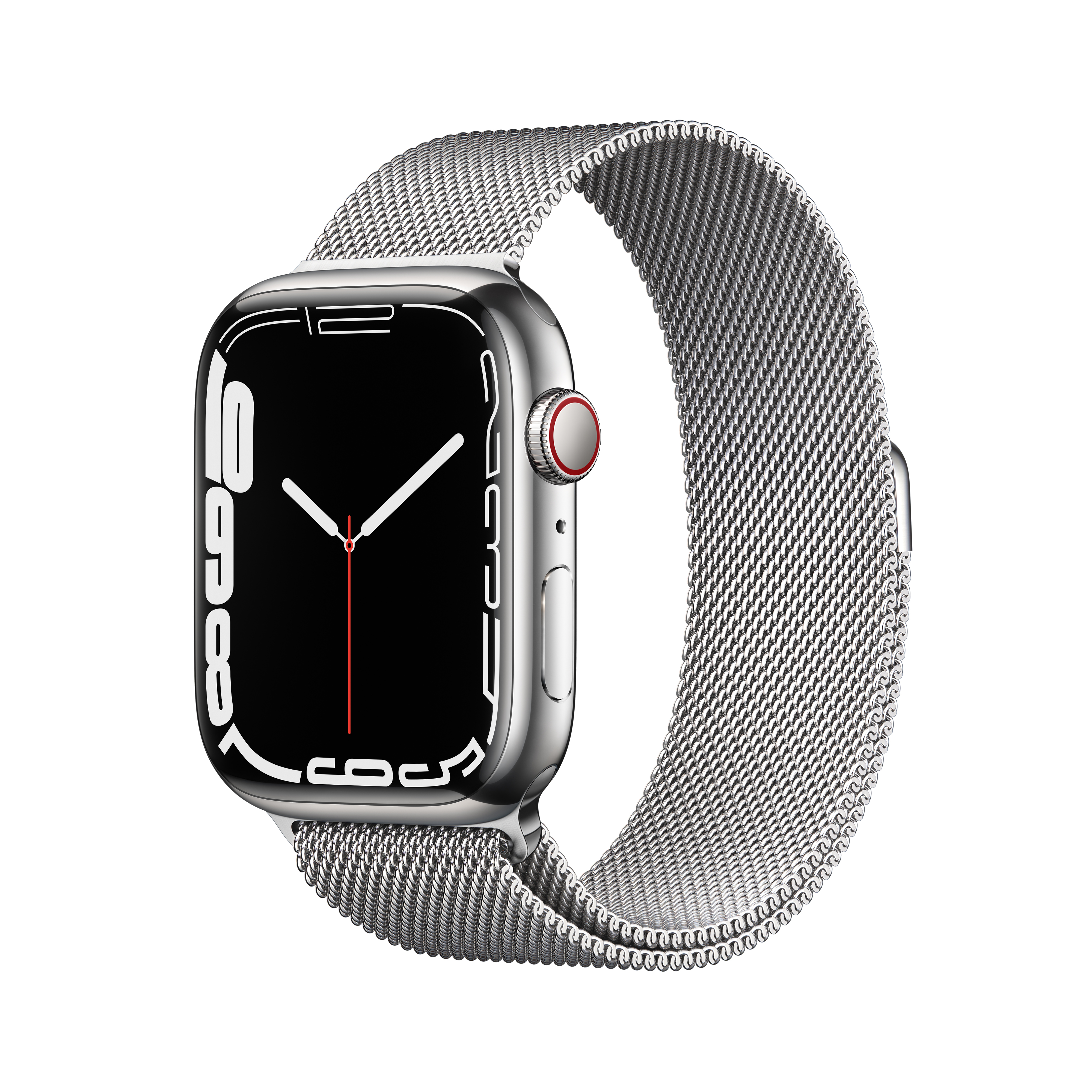 Apple Watch Series 7 GPS + Cellular, 45mm Silver Stainless Steel Case with Silver Milanese Loop - image 1 of 10