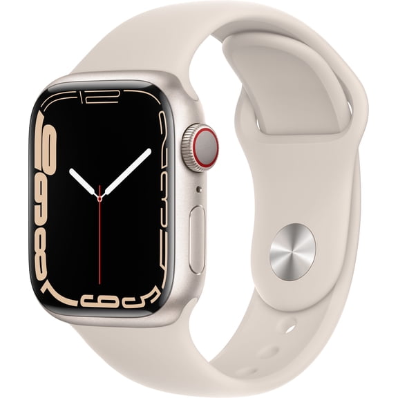 Restored Apple Watch Series 7 GPS & LTE 41mm Starlight Aluminum Smart Watch with Starlight Sport Band