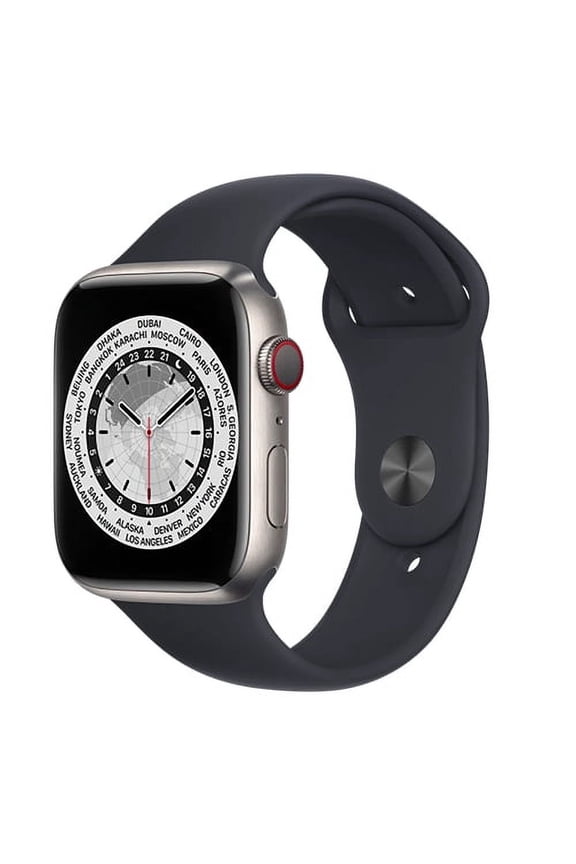 Pre-Owned Apple Watch Series 7 Titanium Case GPS + Cellular Smart Watch, Black/45MM Sport Band, 1, 1, 1, Single Piece