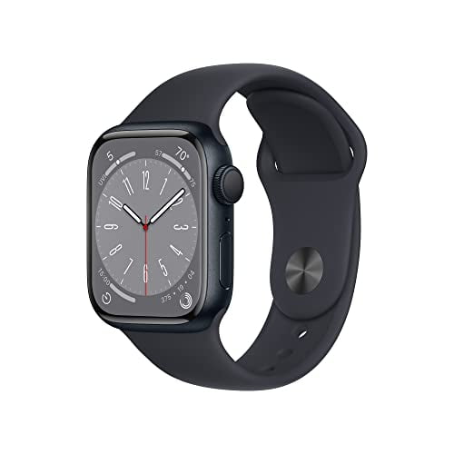 Apple Watch Series 8 GPS 41mm Midnight Aluminum Case with Midnight Sport Band - M/L. Fitness Tracker, Blood Oxygen & ECG Apps, Always-On Retina Display