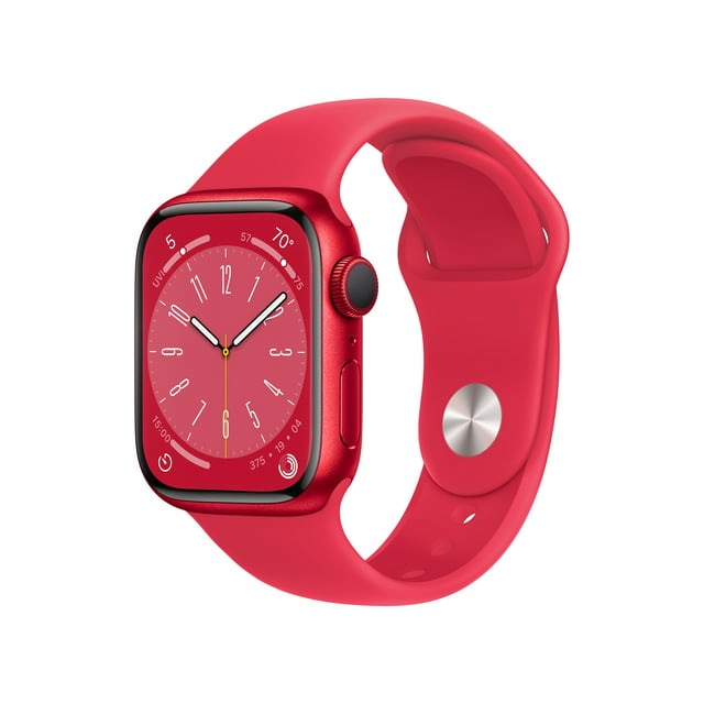 Apple Watch Series 8 GPS 41mm (PRODUCT)RED Aluminum Case with (PRODUCT)RED Sport Band - S/M. Fitness Tracker, Blood Oxygen & ECG Apps, Always-On Retina Display