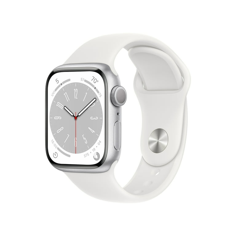 Apple Watch Series 8 GPS Silver Aluminum with White Sport Band - M/L