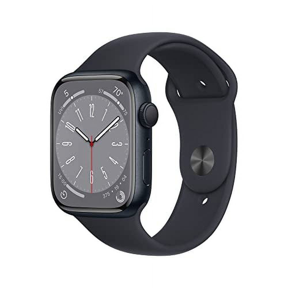 Apple Watch Series 8 GPS 45mm Midnight Aluminum Case with Midnight Sport Band - M/L. Fitness Tracker, Blood Oxygen & ECG Apps, Always-On Retina Display - image 1 of 5