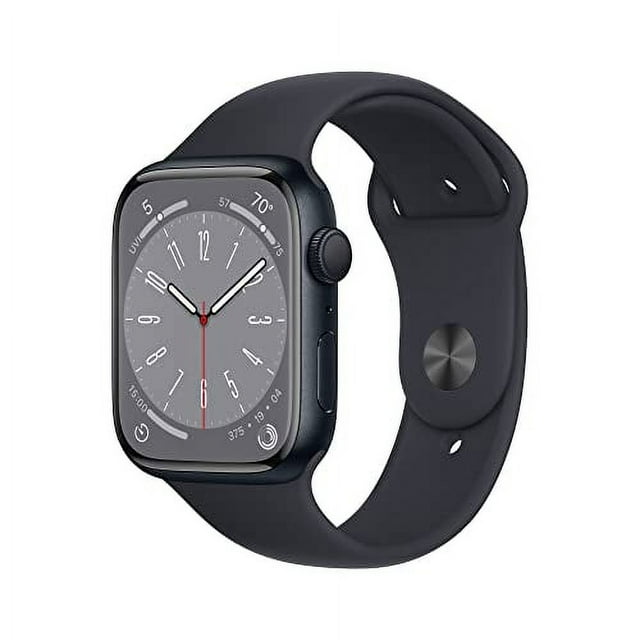 Apple Watch Series 8 GPS 45mm Midnight Aluminum Case with Midnight Sport Band - M/L. Fitness Tracker, Blood Oxygen & ECG Apps, Always-On Retina Display