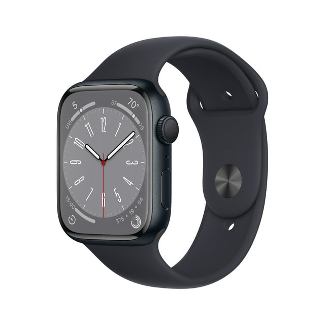 Apple Watch Series 8 GPS 45mm Midnight Aluminum Case with Midnight Sport Band - S/M. Fitness Tracker, Blood Oxygen & ECG Apps, Always-On Retina Display