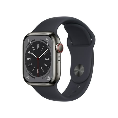 Apple Watch Series 8 (GPS + Cellular) Graphite Stainless Steel with Midnight Sport Band/41mm, 1