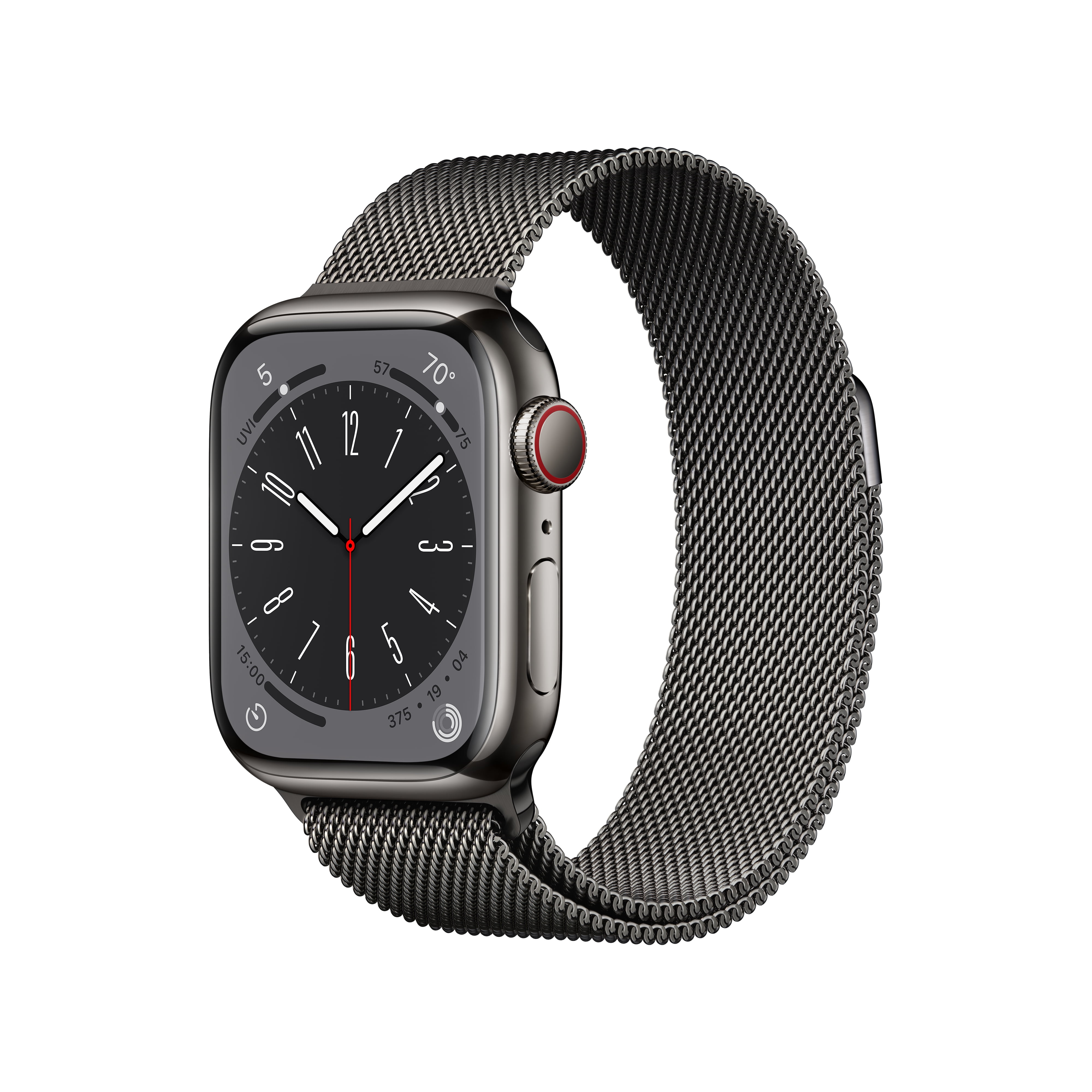 Apple Watch Series 8 GPS + Cellular 41mm Graphite Stainless Steel Case with  Graphite Milanese Loop
