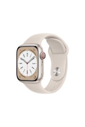 Restored Apple Watch Series 8 GPS + Cellular 41mm Starlight Aluminum Case with Starlight Sport Band - S/M. Fitness Tracker, Blood Oxygen & ECG Apps, Always-On Retina Display