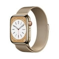 thumbnail image 1 of Apple Watch Series 8 GPS + Cellular 45mm Gold Stainless Steel Case with Gold Milanese Loop. Fitness Tracker, Blood Oxygen & ECG Apps, Always-On Retina Display, 1 of 9