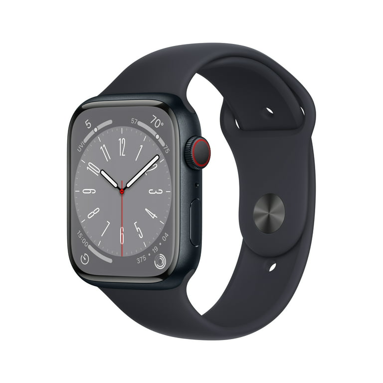 Apple Watch Series 8 Cellular 45mm Midnight Aluminum Case with Midnight Sport Band - M/L - Walmart.com