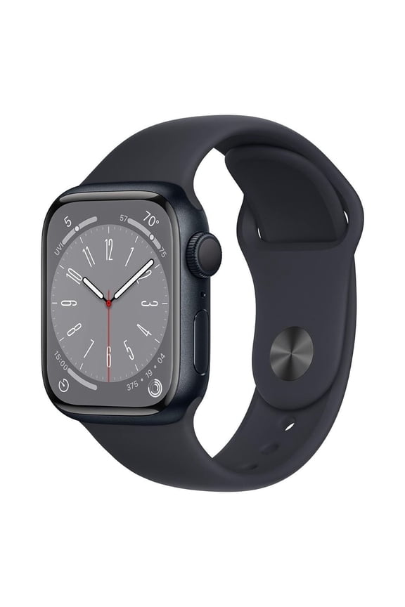 Watch Series 8 with Sport Band, GPS, 41mm Aluminum Case, and Always-On Retina Display (Midnight, Restored)