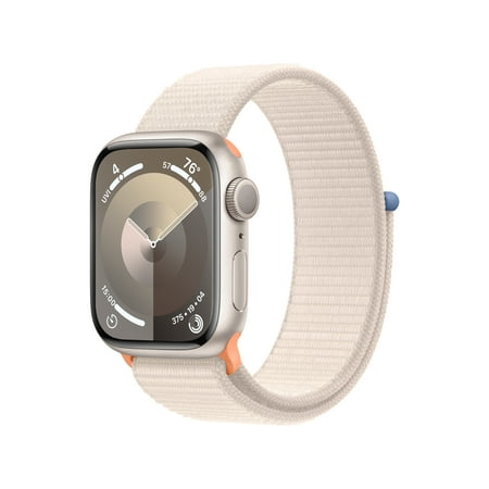 Apple Watch Series 9 [GPS 41mm] Smartwatch with Starlight Aluminum Case and Starlight Sport Loop. Fitness Tracker, ECG Apps, Always-On Retina Display, Water Resistant