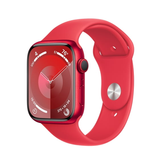 Apple Watch Series 9 GPS 45mm with Red Aluminum Case with Red Sport Band - M/L. Fitness Tracker, Blood Oxygen & ECG Apps, Always-On Retina Display