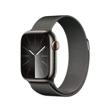 Apple Watch Series 9 [GPS + Cellular 41mm] Smartwatch with Graphite Stainless Steel Case and Graphite Milanese Loop. Fitness Tracker, ECG Apps, Always-On Retina Display, Water Resistant