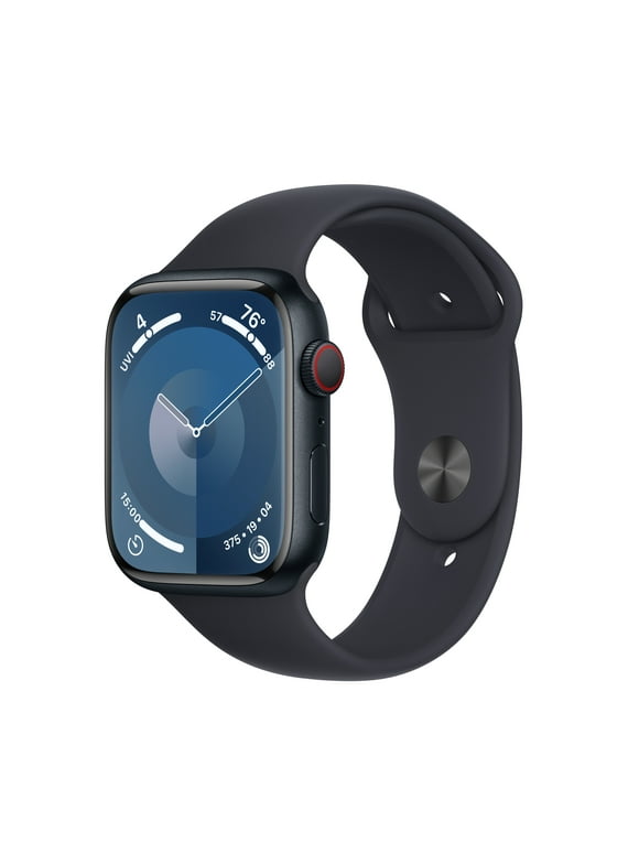 Apple Watch Series 9 GPS + Cellular 45mm Midnight Aluminum Case with Midnight Sport Band - M/L. Fitness Tracker, Blood Oxygen & ECG Apps, Always-On Retina Display
