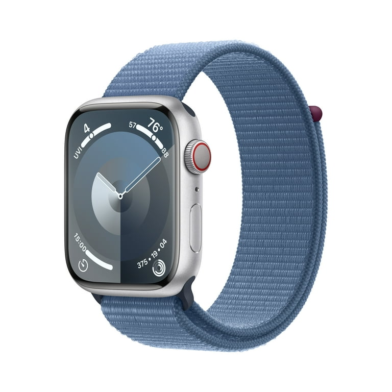 Apple Watch Series 9 GPS + Cellular 45mm Silver Aluminum Case with Winter Blue  Sport Loop