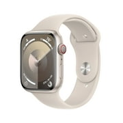 Restored Apple Watch Series 9 [GPS + Cellular 45mm] Smartwatch with Starlight Aluminum Case and Starlight Sport Band - S/M. Fitness Tracker, ECG Apps, Always-On Retina Display, Water Resistant