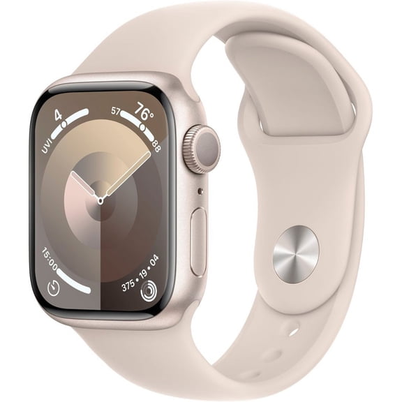 Pre-Owned Apple, Watch Series 9, GPS, Starlight Aluminum Case with Starlight Sport Band/45mm, S/M