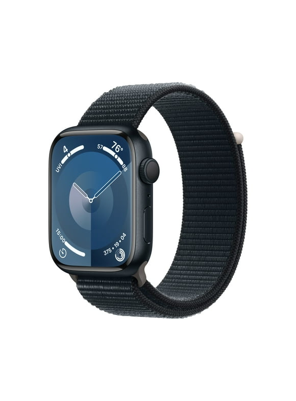 Apple Watch Series 9 With Blood Oxygen. GPS 45mm Midnight Aluminum Case with Midnight Sport Loop.