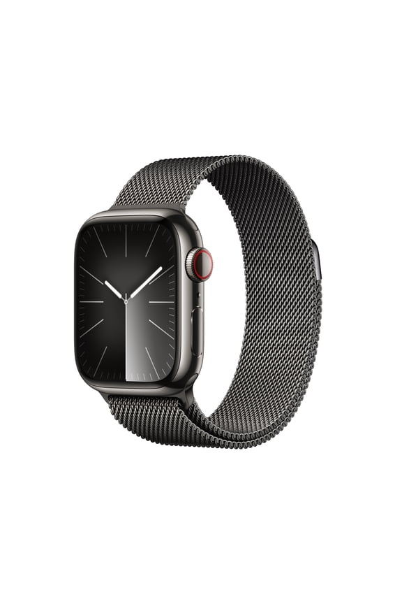 Restored Apple Watch Series 9 With Blood Oxygen. GPS + Cellular 41mm Graphite Stainless Steel Case with Graphite Milanese Loop.