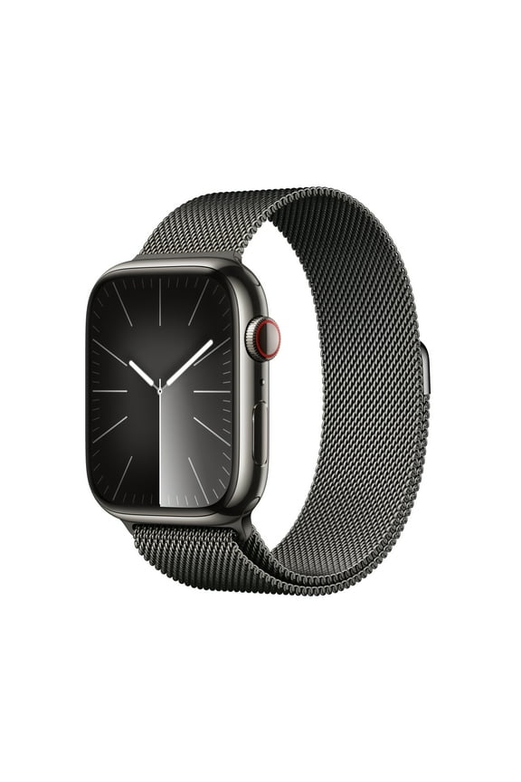 Watch Series 9 With Blood Oxygen. GPS + Cellular 45mm Graphite Stainless Steel Case with Graphite Milanese Loop.