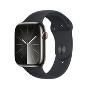 Apple Watch Series 9 With Blood Oxygen. GPS + Cellular 45mm Graphite Stainless Steel Case with Midnight Sport Band - M/L.