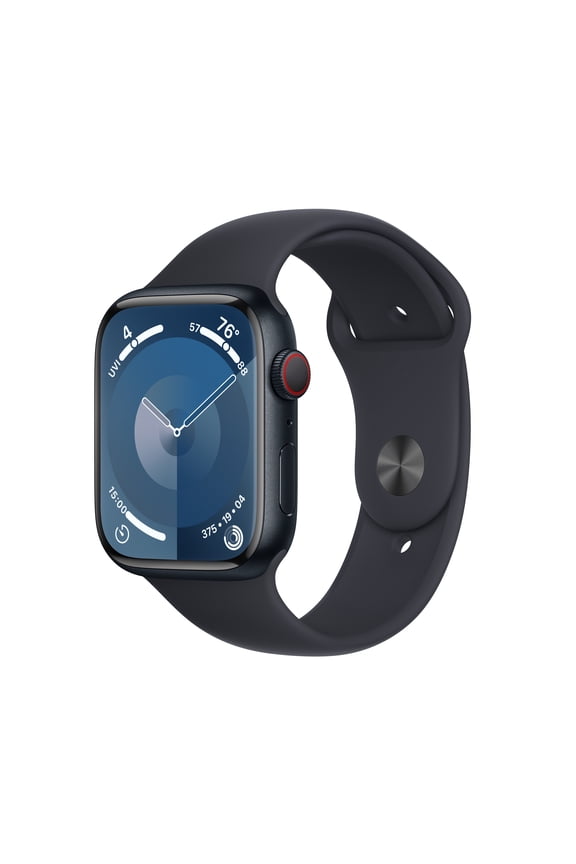 Restored Apple Watch Series 9 With Blood Oxygen. GPS + Cellular 45mm Midnight Aluminum Case with Midnight Sport Band - S/M.