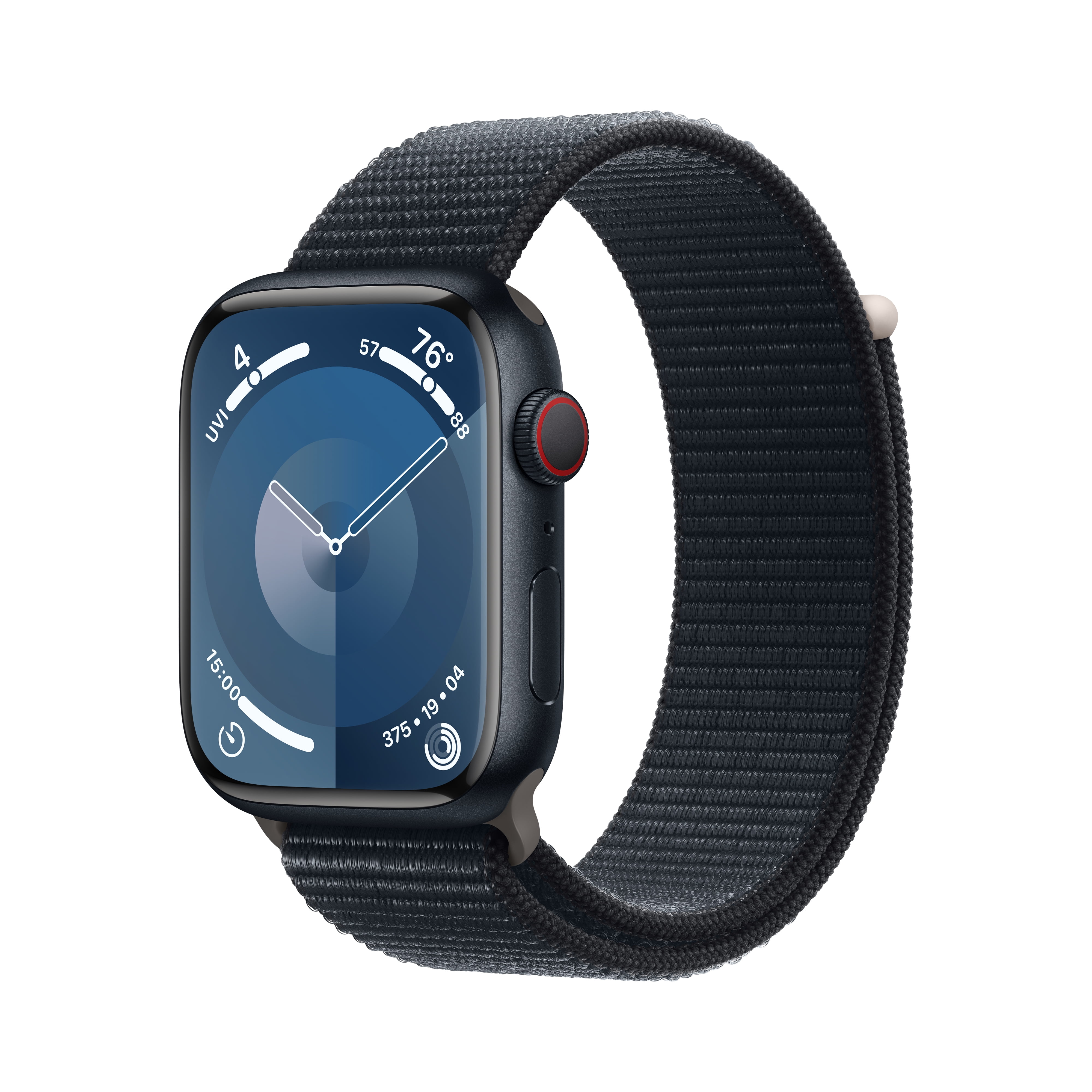 Apple Watch Series 9 With Blood Oxygen. GPS + Cellular 45mm Midnight  Aluminum Case with Midnight Sport Loop.