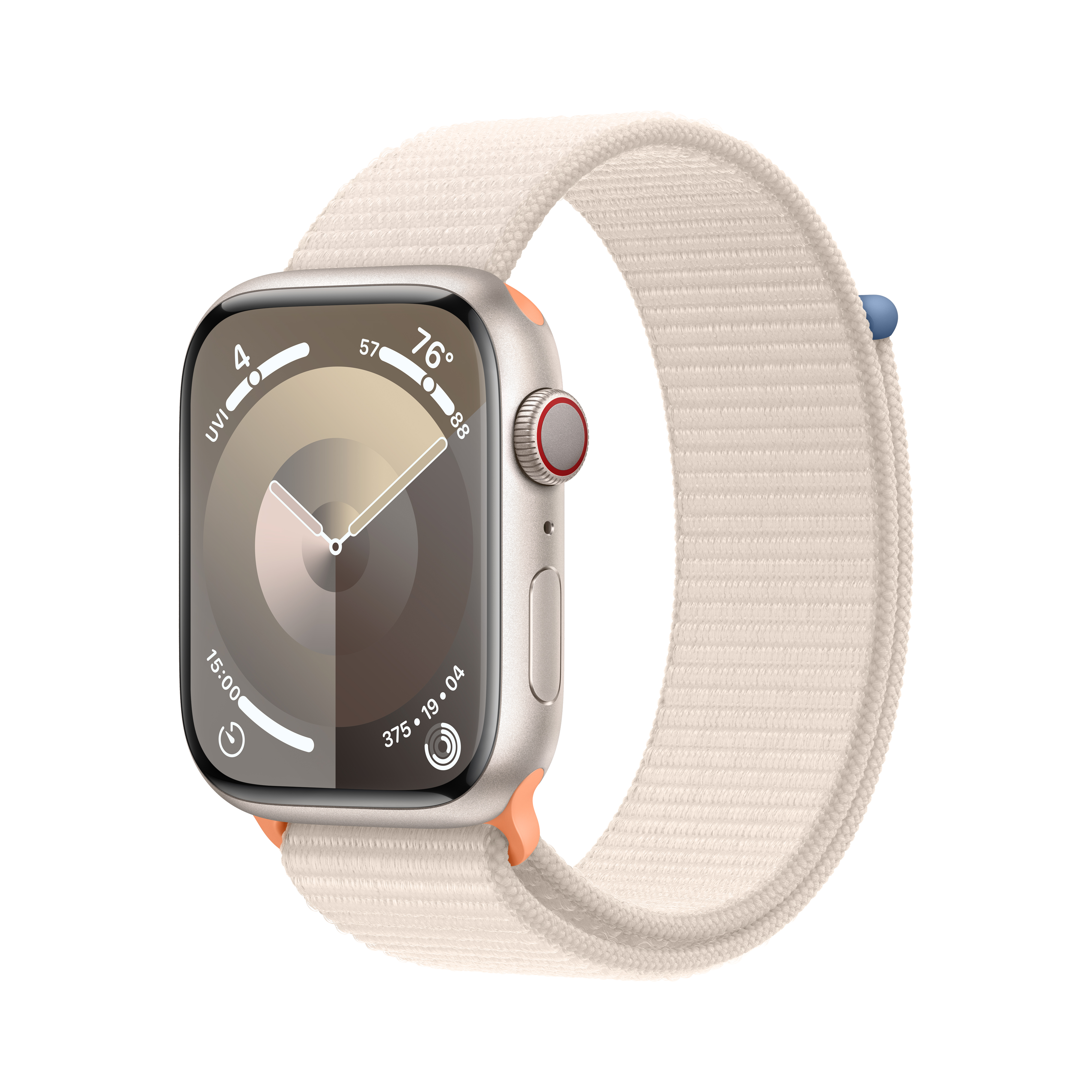 Apple Watch Series 9 With Blood Oxygen. GPS + Cellular 45mm Starlight Aluminum Case with Starlight Sport Loop. - image 1 of 10