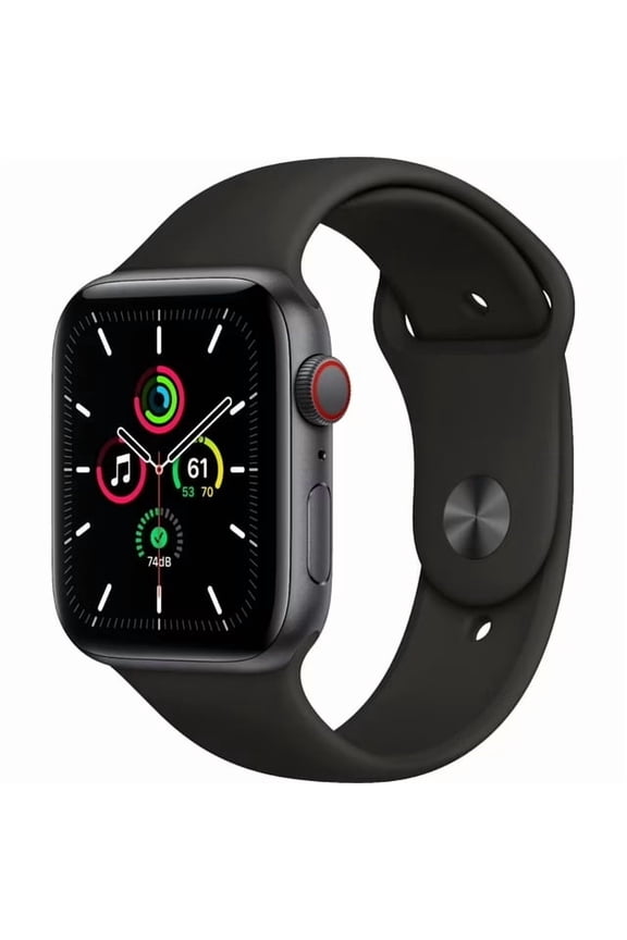Pre-Owned Apple Watch Series SE, Smart Watches, GPS + Cellular 10 Hours Battery Life, Black Sport Band with Space Gray Aluminum Case/44MM ,1 Each, 1, 1