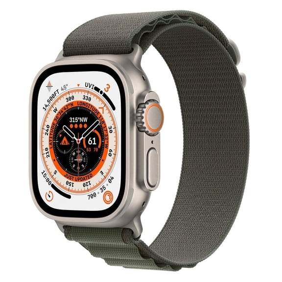 Pre-Owned Apple Watch Series Ultra GPS+LTE 49MM Titanium Case w/Green Alpine Loop - Large