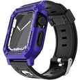 thumbnail image 1 of Apple Watch Size 42 44 45 49 mm Ultra Full Protection Tough Hybrid Bumper Frame Case, Rugged Bands TPU Strap for iWatch 8/7/6/SE/5/4/3/2/SE [ Purple ], 1 of 2