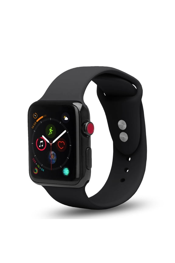Apple Watch Soft Silicone Bands 42mm/44mm, Dual Locking Stud Wristband for iWatch Apple Watch Series 1/2/3/4/Nike+ - Black