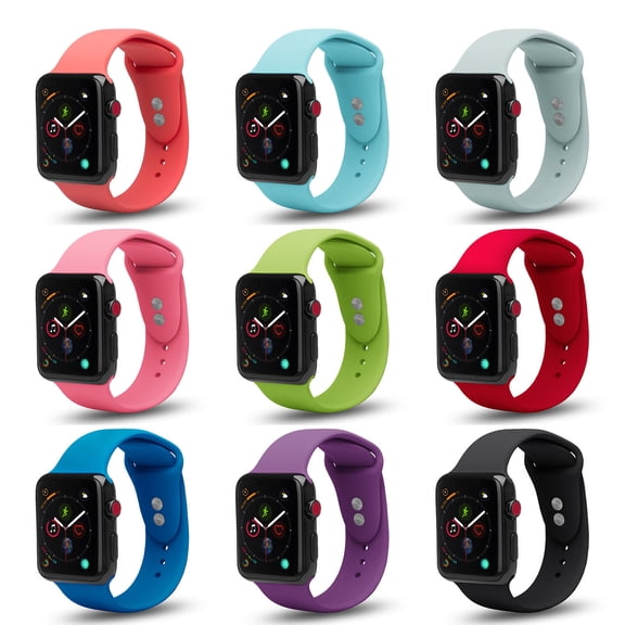 For Apple Watch Soft Silicone Replacement Bands 38/40/41mm, Dual Locking Stud Wristband for iWatch Apple Watch Series 1/2/3/4/5/6/7/8/SE/Nike+ - Purple