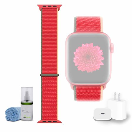 Watch Sport Loop in Red 44mm Bundle with Cleaning Kit and USB C Charger Block