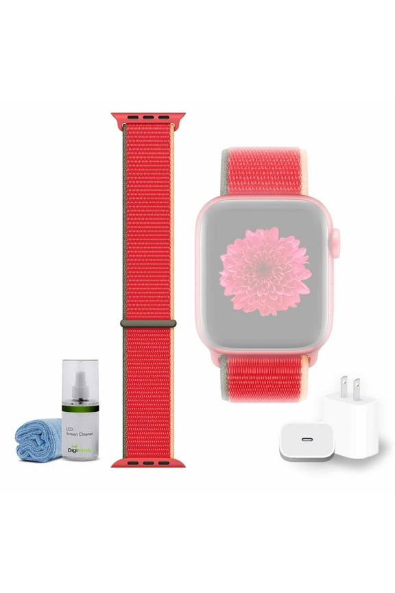 Watch Sport Loop in Red 44mm Bundle with Cleaning Kit and USB C Charger Block