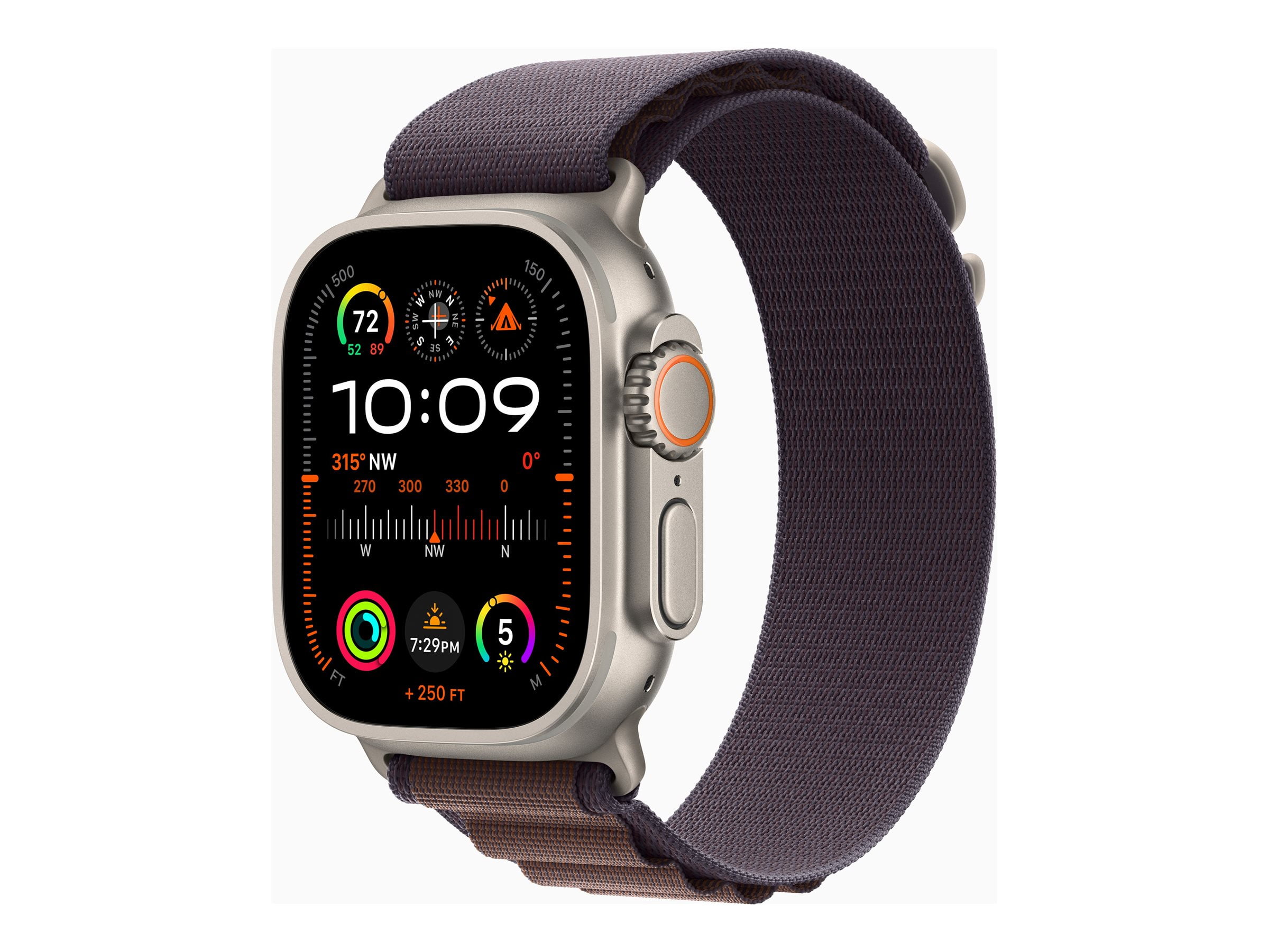Apple Watch Ultra 2 - 49 mm - titanium - smart watch with Alpine Loop -  textile - indigo - band size: M - 64 GB - Wi-Fi, LTE, UWB, Bluetooth - 4G -  