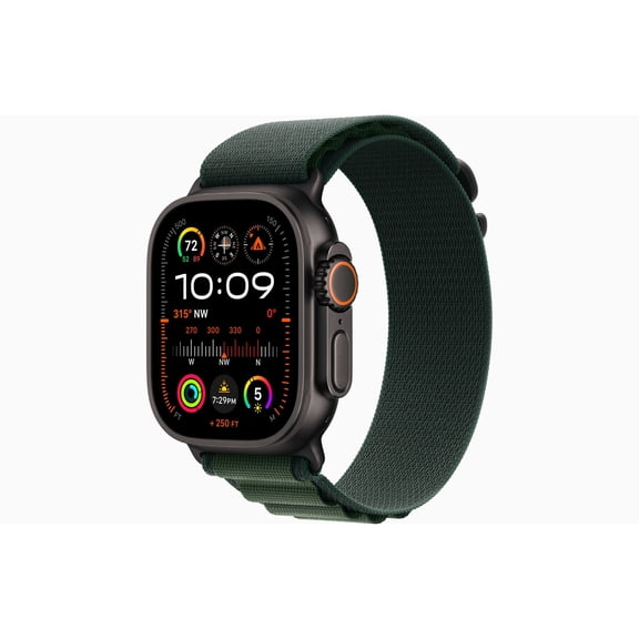Restored Apple Watch Ultra 2 GPS + Cellular 49mm Black Titanium Case with Dark Green Alpine Loop Band - Medium