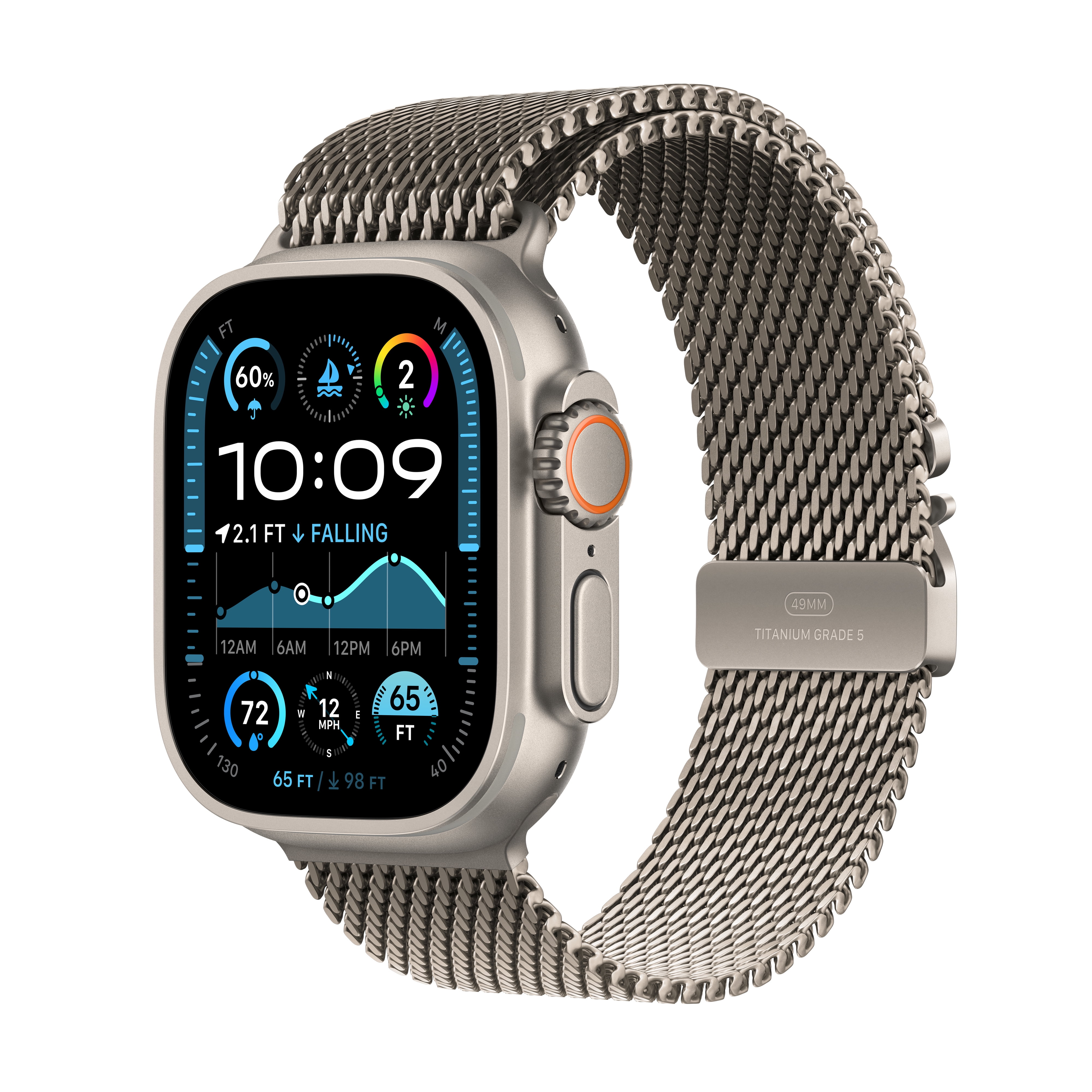 Apple Watch Ultra 2 (GPS+Cellular) 49mm Titanium Case with Black Titanium Milanese Loop - Small - Black Apple Watch Ultra 2 (GPS+Cellular) 49mm Titanium Case with Black Titanium Milanese Loop - Small - Black