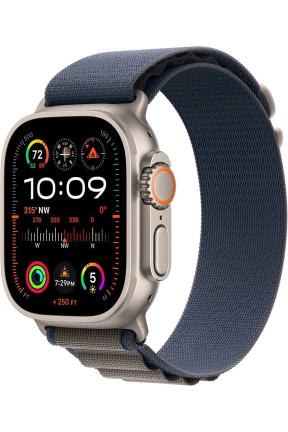 Restored Apple Watch Ultra 2 GPS + Cellular 49mm Titanium Case with Blue Alpine Loop Medium, iOS, 1 Each, 1, 1