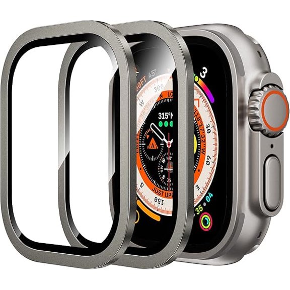 for Apple Watch Ultra 2/Ultra Screen Protector 49mm,9H Tempered Glass + Titanium Alloy Frame, [Keep Original] [Touch Sensitive] Lightweight Protective Film iwatch 2 Pack,Original
