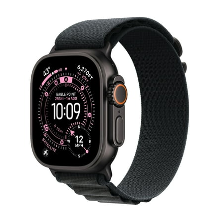 Apple Watch Ultra 3 GPS + Cellular 49mm Black Titanium Case with Black Alpine Loop - Large
