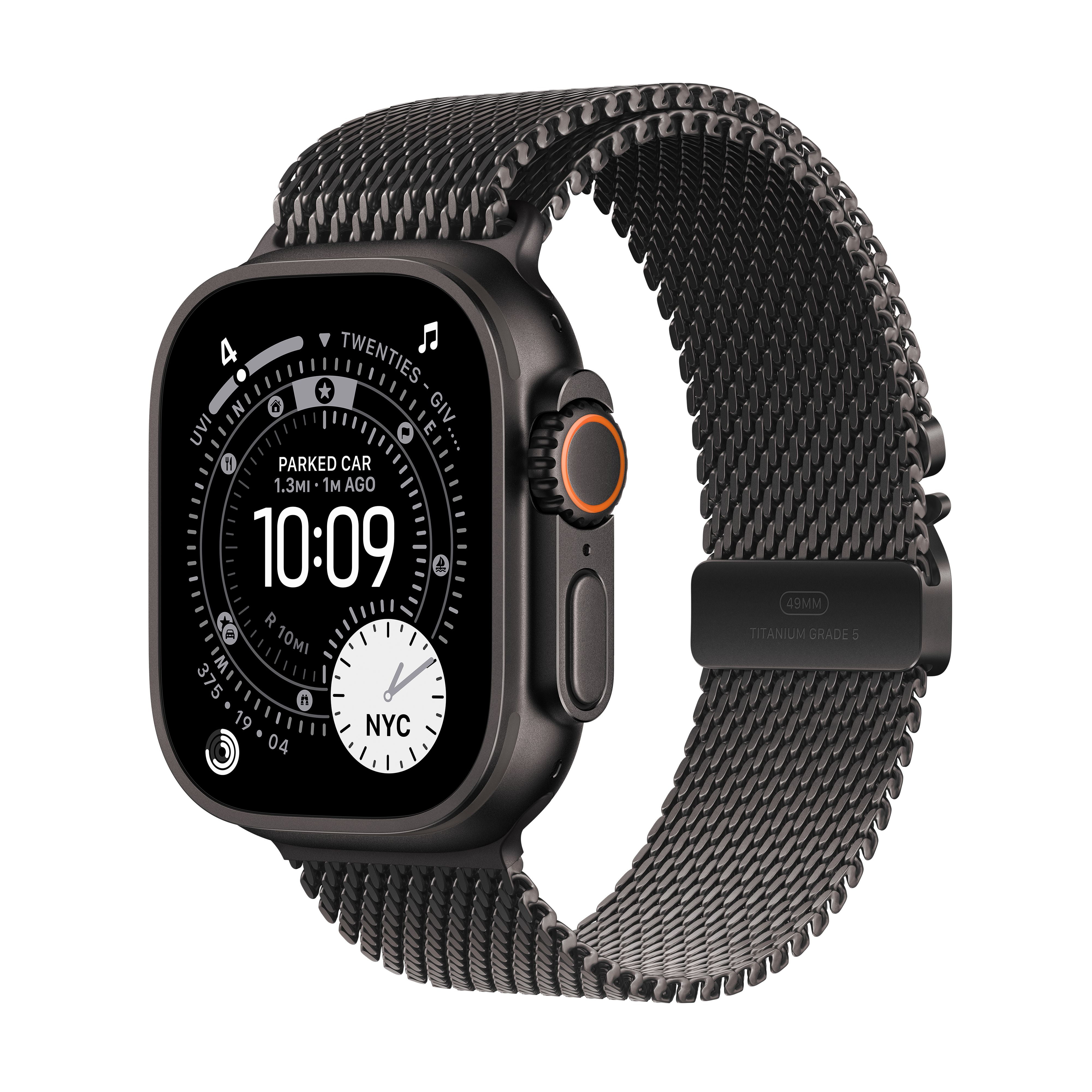 Apple Apple Watch Ultra 3 GPS + Cellular 49mm Black Titanium Case with Black Titanium Milanese Loop - Large