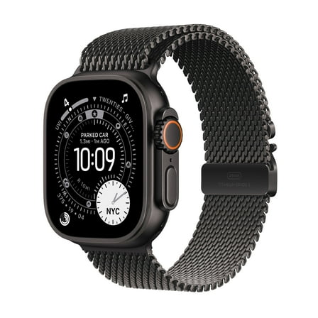 Apple Watch Ultra 3 GPS + Cellular 49mm Black Titanium Case with Black Titanium Milanese Loop - Medium