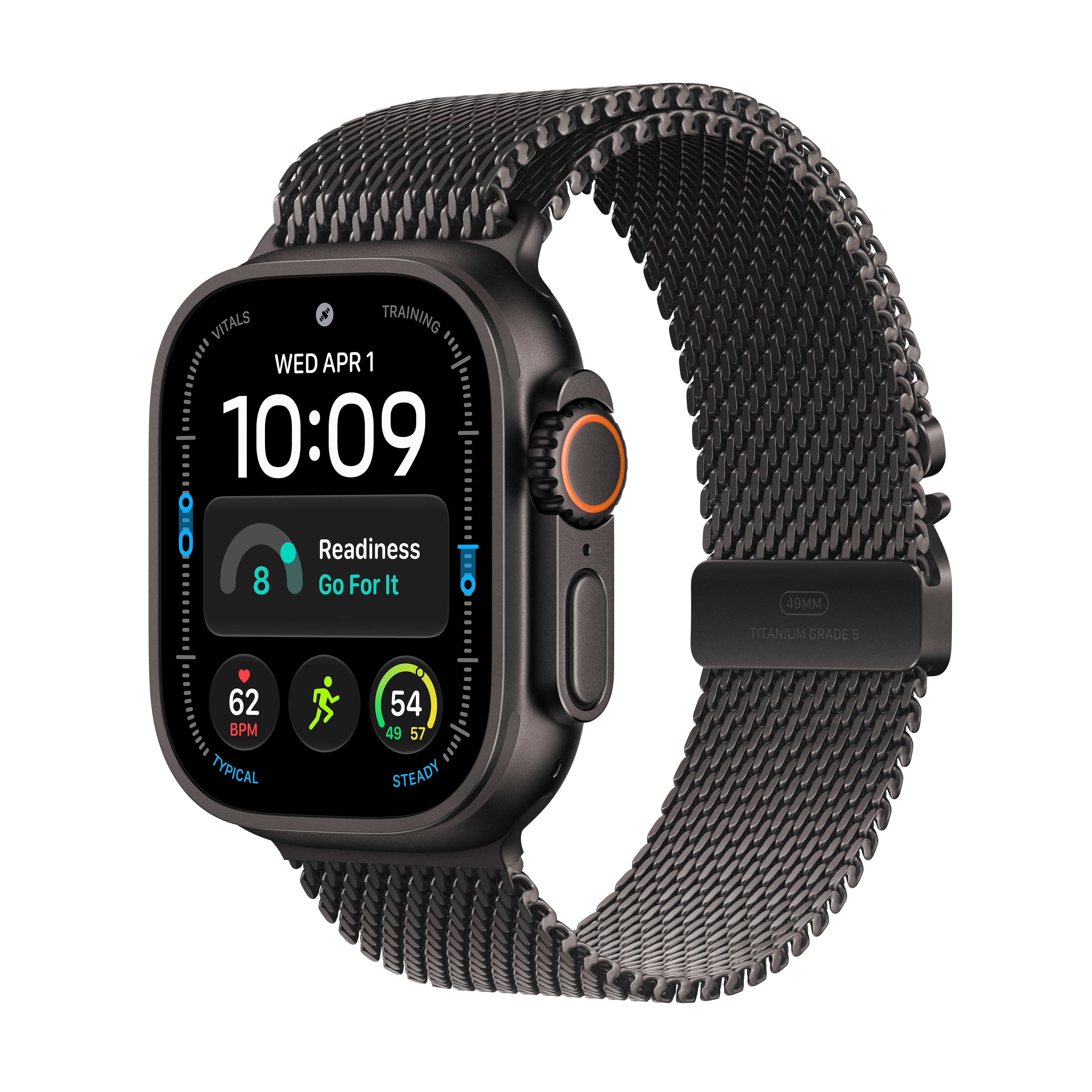 Apple Watch Ultra 4 Black Titanium Case with Black Titanium Milanese Loop Medium