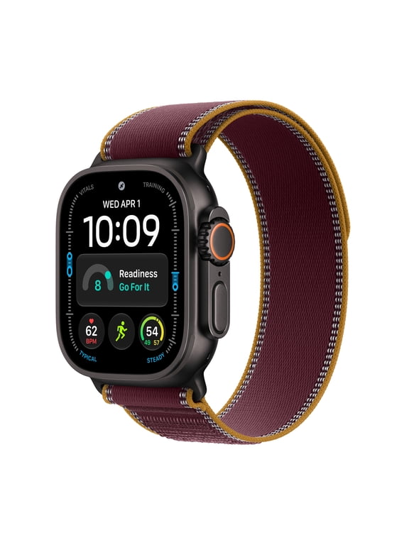 Watch Ultra 4 GPS + Cellular 49mm Black Titanium Case with Burgundy Trail Loop - M/L