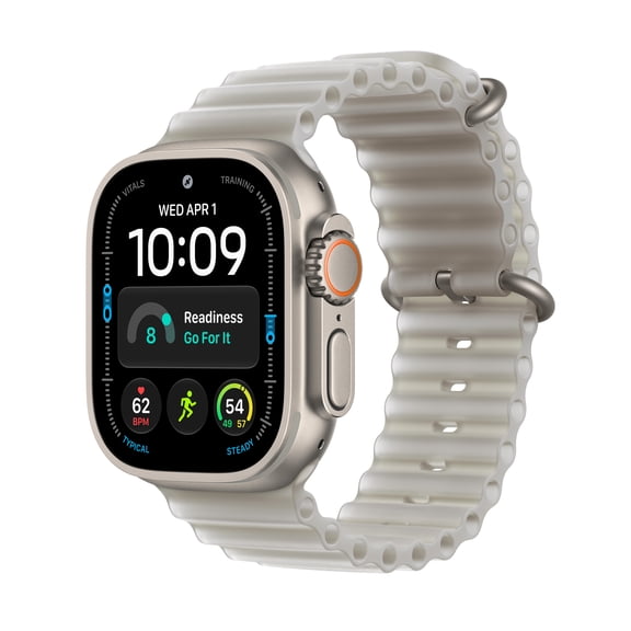 Apple Watch Ultra 4 GPS + Cellular 49mm Natural Titanium Case with Translucent Gray Ocean Band