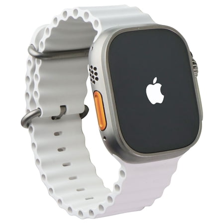 Apple Watch Ultra [GPS + Cellular 49mm] Smart Watch w/Rugged Titanium Case & White Ocean Band.